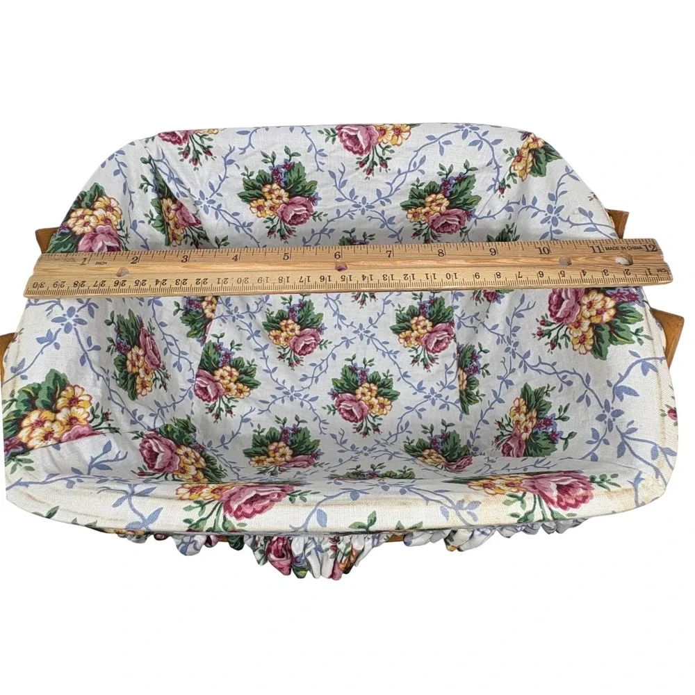 Longaberger Basket Handwoven Dresden Ohio USA Floral Liner Handles 1997 2 Colors
